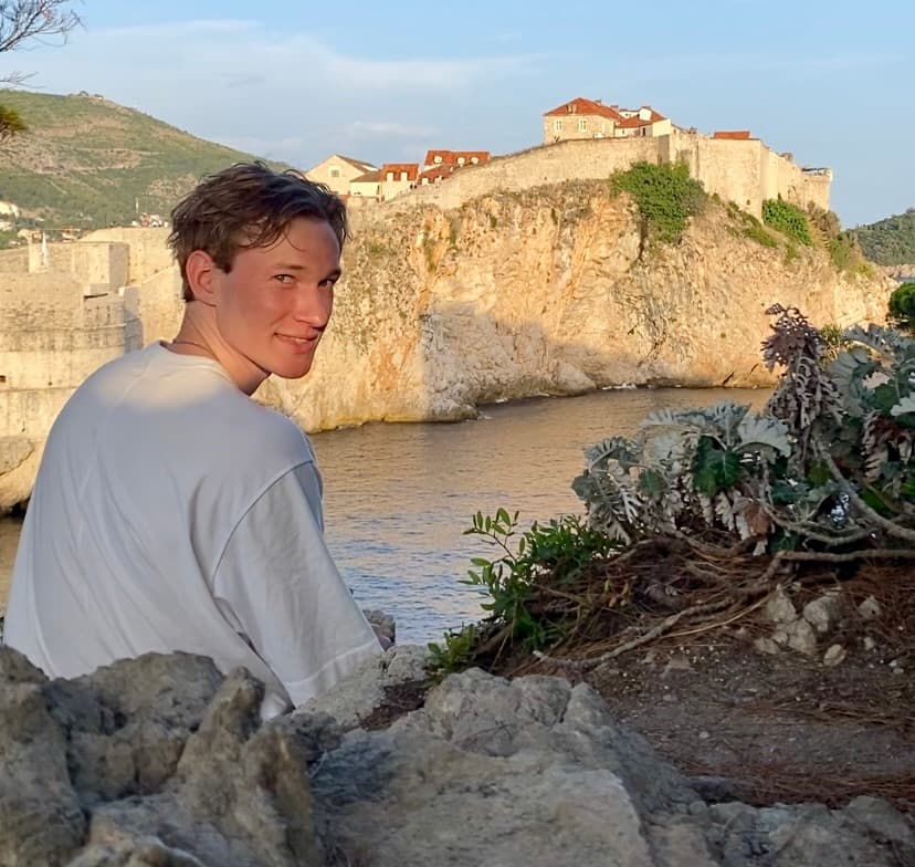 Henry overlooking the sea and old city walls in Dubrovnik, Croatia